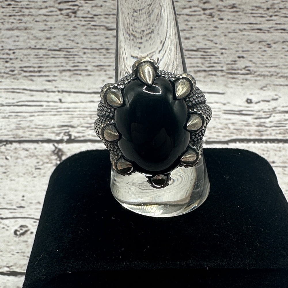 Black Onyx Claw Statement Ring in Sterling Silver